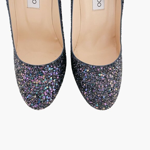 Jimmy Choo Cosmic Pumps EU 41 US 11 Purple Glitter Platform High Heels Metallic - Picture 4 of 11